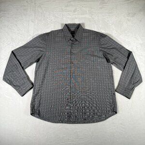 Hugo Boss Shirt Men Size XL Gray Long Sleeve Cotton Rayon Blend Single Pocket GU